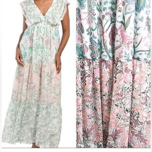 House of Harlow 1960 Floral Maxi Dress - Green, Pink, White